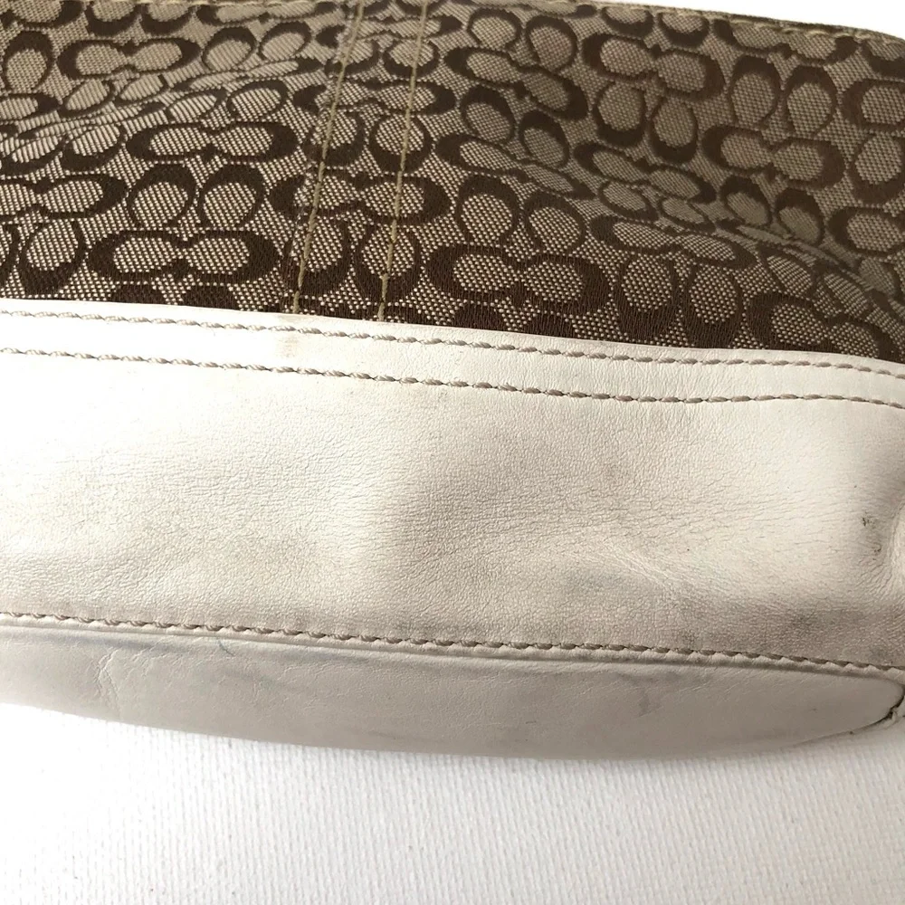 Coach Set | White Leather Y2K Tan Brown Logo Crossbody Bag & Wristlet Wallet - Picture 11 of 13